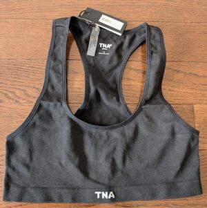 TNA Black Ribbed Sports Bra Size L